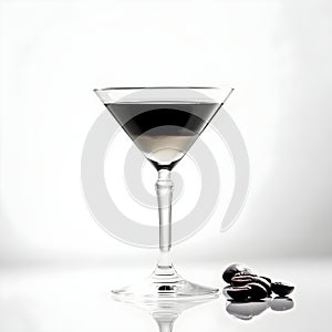 Espresso Martini Cocktail based on coffee, liqueur and vodka isolated on white background, copy space for text. Served in an