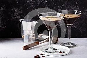 Espresso martini in two glasses photo