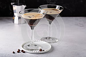 Espresso martini in two glasses photo