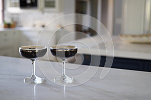 Espresso Martinis on white marble