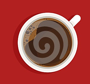 Espresso in white cup top view realistic illustration