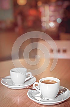Espressos in a cafe photo