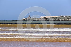 Essaouira beach and old fort in Morocco.