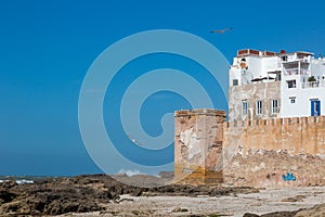 Essaouira port in Morocco, view on old architecture and city wall
