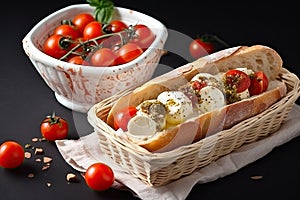 Essen mediterranes Tomaten Baguette K