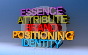 essence attribute brand positioning identity on blue