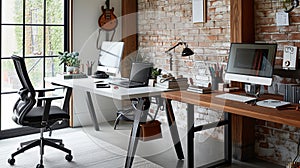 The essence of contemporary remote work with stylish and functional home office setups.