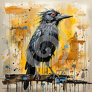 The Essence of a Crow in Watercolor