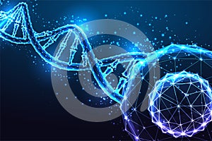 Essence of life and biological research, genetics futuristic concept with DNA strand and human cell