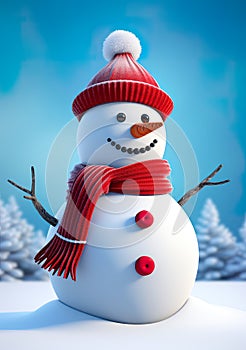 essence of winter with a cute snowman, embodying the joy and cheer of the season.