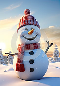 essence of winter with a cute snowman, embodying the joy and cheer of the season.