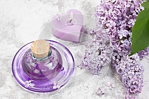 Essential aroma oil and aromatic candle for aromatherapy