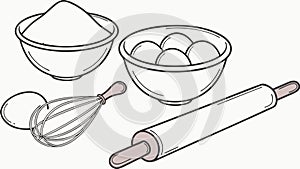 Essential Baking Tools & Ingredients, vector design Generative AI