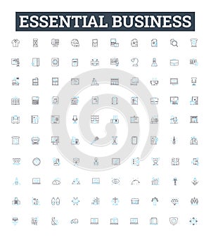 Essential business vector line icons set. Business, Essential, Startup, Management, Planning, Strategies, Profit