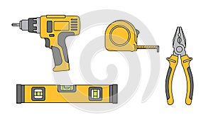 Essential Construction and DIY Hand Tools Vector Set