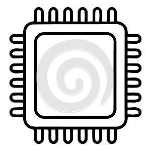 Essential Digital Processor Microchip Outline Icon for Computing Technology