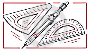 Essential Drafting Tools Ruler Protractor Pencil Vector, vector design Generative AI