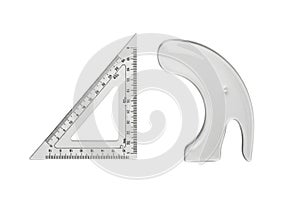 Essential drafting tools a triangle ruler and a French curve ruler