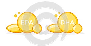 Essential fatty acids EPA and DHA in sunny yellow capsules