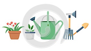 Essential Gardening Tools Set, Home Garden Equipment, vector design Generative AI