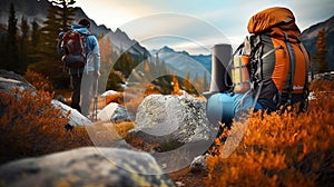 Essential Gear for Wilderness Mountain Hiking. Generative AI