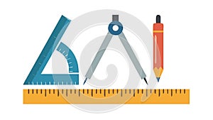 Essential Geometry Tools: Compass, Ruler Pencil, vector design Generative AI