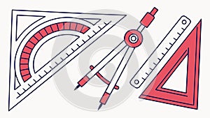 Essential geometry tools: compass, ruler, and protractor, for design, vector design Generative AI