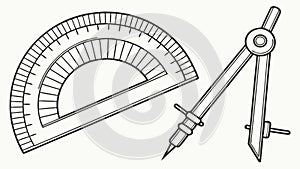 Essential geometry tools, including a protractor and compass, for education, vector design Generative AI