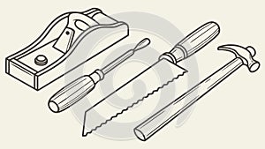 Essential Hand Tools: Hammer, Saw, and Screwdriver Set, vector design Generative AI