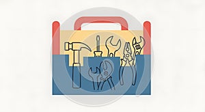 Essential Hand Tools in Toolbox Flat Icon