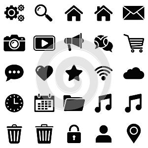Set of Black and White Icon Illustrations