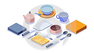 Essential Kitchenware Collection, Isometric Vector Illustration, vector design Generative AI