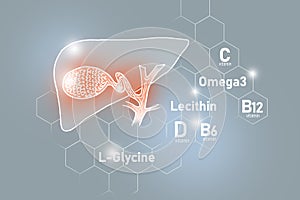 Essential nutrients for Gall Bladder health including Omega 3, L-Glycine, Omega3, Lecithin.