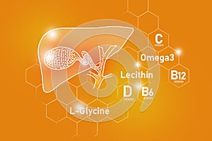 Essential nutrients for Gall Bladder health including Omega 3, L-Glycine, Omega3, Lecithin.