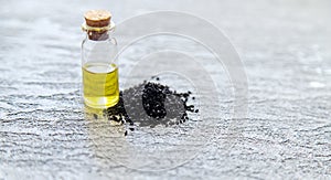 essential oil of black cumin.selectiv focus