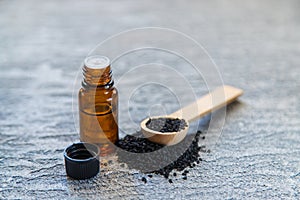 essential oil of black cumin.selectiv focus