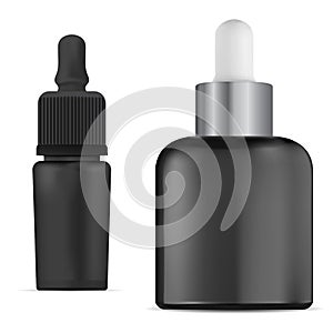 Essential oil dropper bottle. Cosmetic serum black