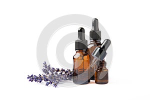 Essential oil in a glass bottle with a pipette.