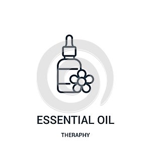 essential oil icon vector from theraphy collection. Thin line essential oil outline icon vector illustration