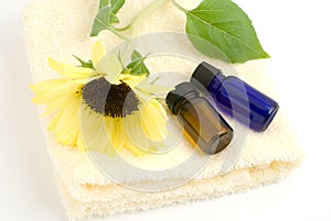 Essential oil on the yellow towel