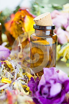 Essential oils, aromatherapy, dry flowers