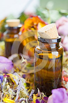 Essential oils, aromatherapy, dry flowers