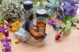 Essential oils with autumn plants