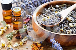 Essential oils with dried herbs