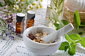 Essential oils and herbal cosmetics