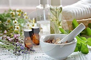 Essential oils and herbal cosmetics