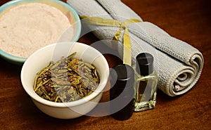 Essential oils and herbs for spa treatment