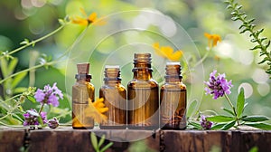 essential oils and medicinal flower herbs in nature