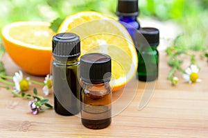 Essential oils with orange and herbs