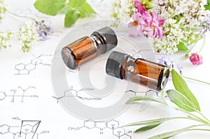 Essential oils on science sheet photo
